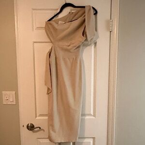 Elegant Beige one Shoulder Dress